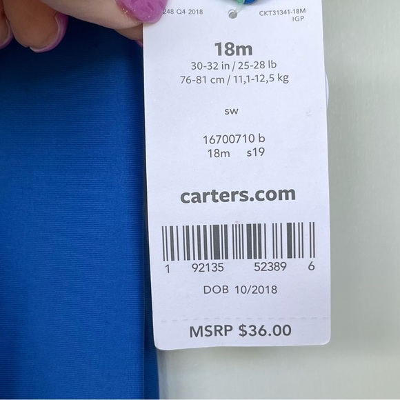 •Carter’s• NWT Short Sleeve Dinosaur RashGuard Romper - Size 18 Months - Picture 11 of 11